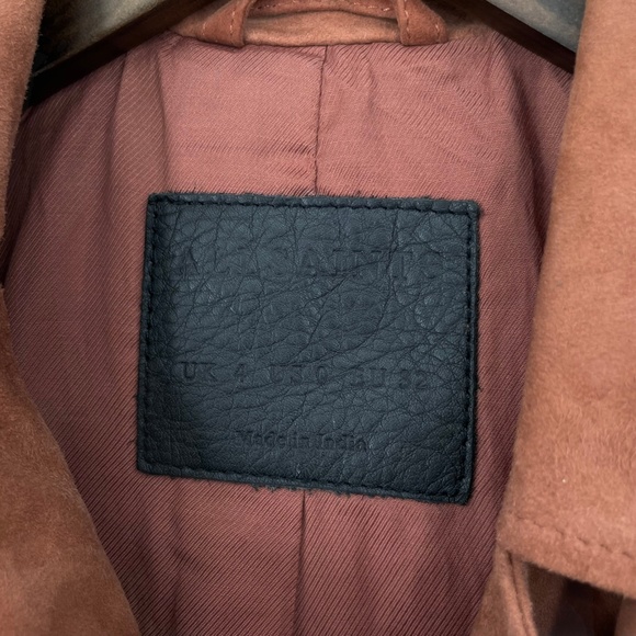 ALLSAINTS‎ Cole Rose Pink Suede Leather Biker Jacket - Picture 4 of 9